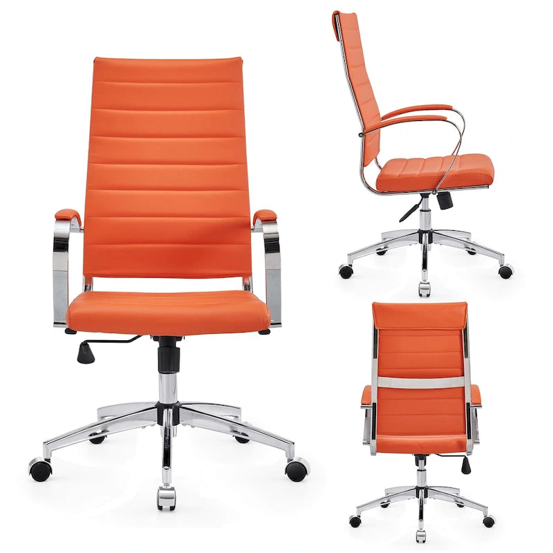 Ribbed Computer Office Chair Adjustable Swivel High Back Desk Chair