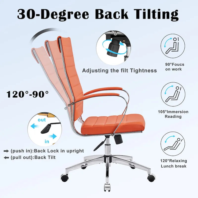Ribbed Computer Office Chair Adjustable Swivel High Back Desk Chair