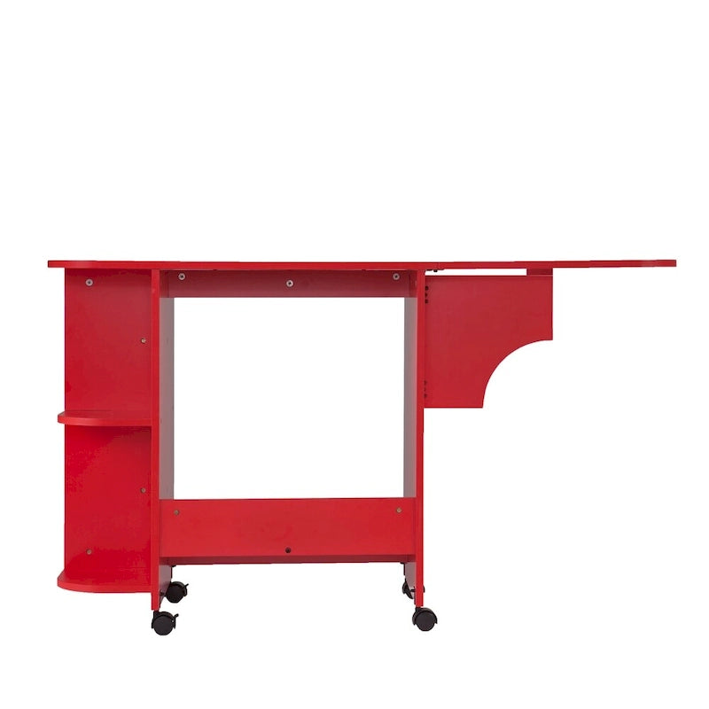 Table à couture/station de bricolage pliante et roulante rouge de style ferme Furniture