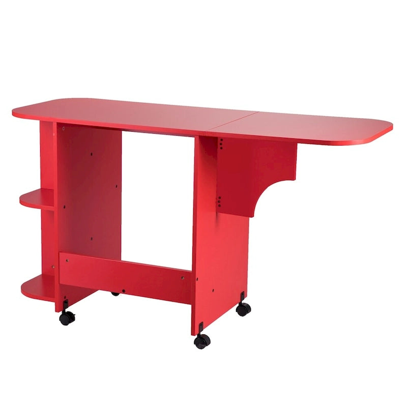 Table à couture/station de bricolage pliante et roulante rouge de style ferme Furniture