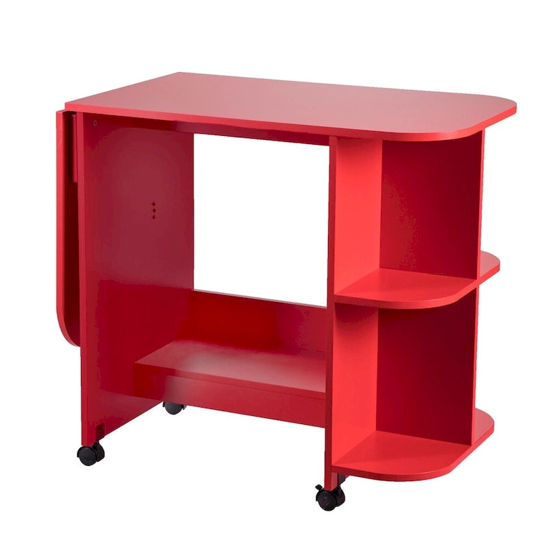 Table à couture/station de bricolage pliante et roulante rouge de style ferme Furniture