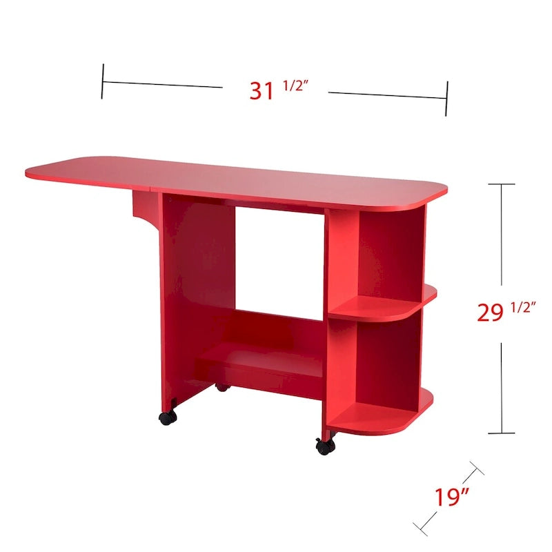 Table à couture/station de bricolage pliante et roulante rouge de style ferme Furniture