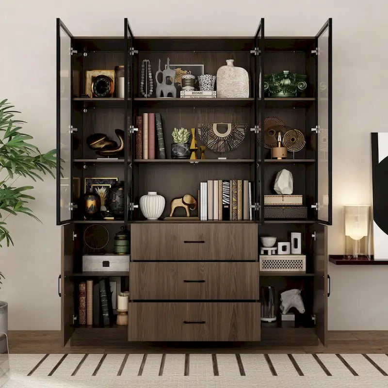 Meuble luminaire personnalisable en aluminium et verre pour buffet/bibliothèque