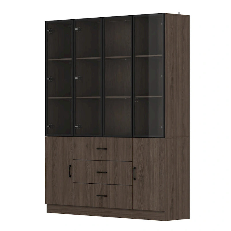 Meuble luminaire personnalisable en aluminium et verre pour buffet/bibliothèque