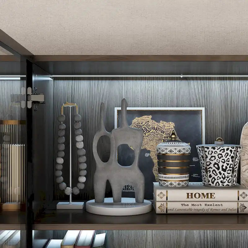 Meuble luminaire personnalisable en aluminium et verre pour buffet/bibliothèque