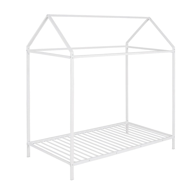 Lit cabane taille double, lit plateforme en métal pour enfants, lit au sol pour garçons et filles, sommier tapissier non requis