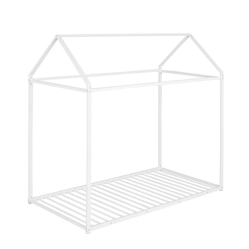 Lit cabane taille double, lit plateforme en métal pour enfants, lit au sol pour garçons et filles, sommier tapissier non requis