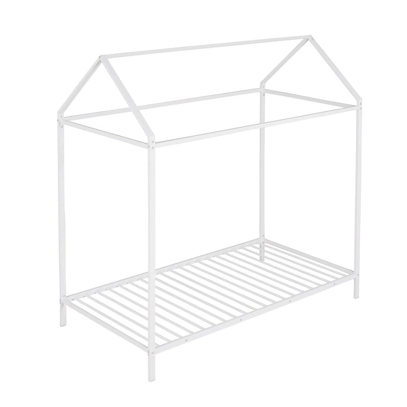 Lit cabane taille double, lit plateforme en métal pour enfants, lit au sol pour garçons et filles, sommier tapissier non requis