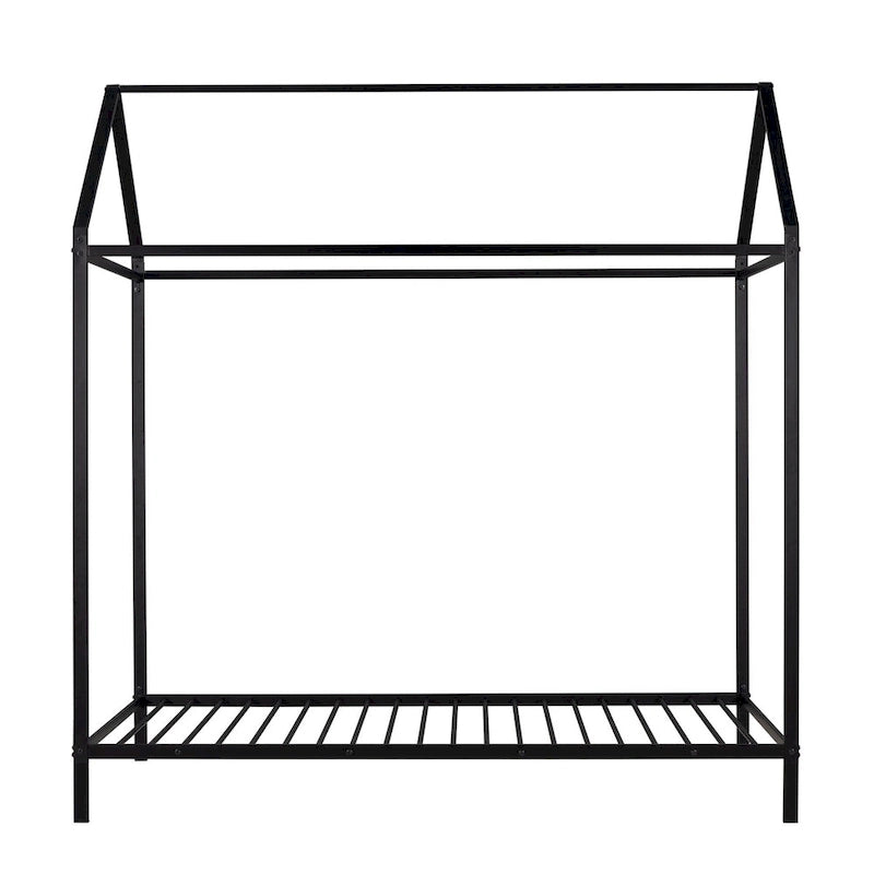 Lit cabane taille double, lit plateforme en métal pour enfants, lit au sol pour garçons et filles, sommier tapissier non requis