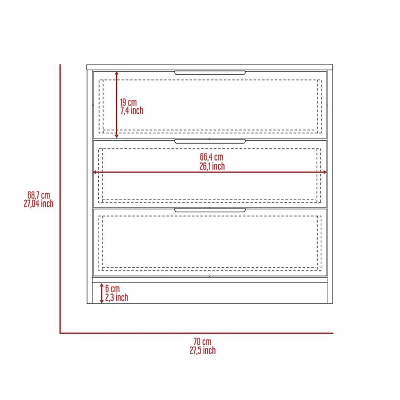 3 Drawers Dresser, Superior Top