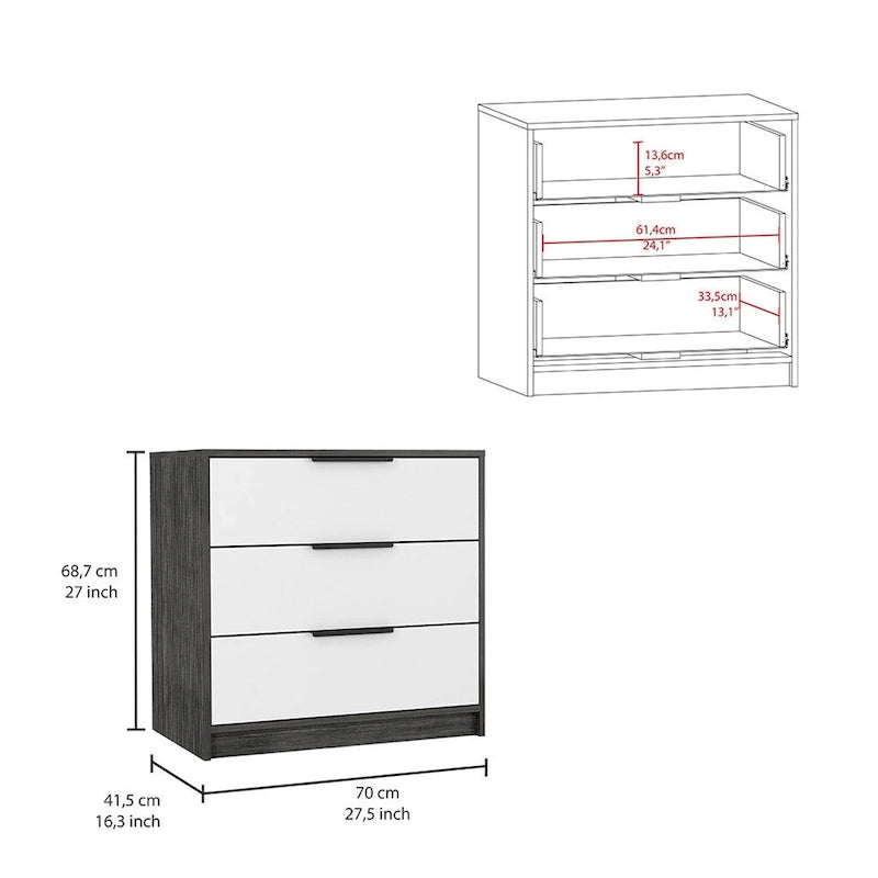 3 Drawers Dresser, Superior Top