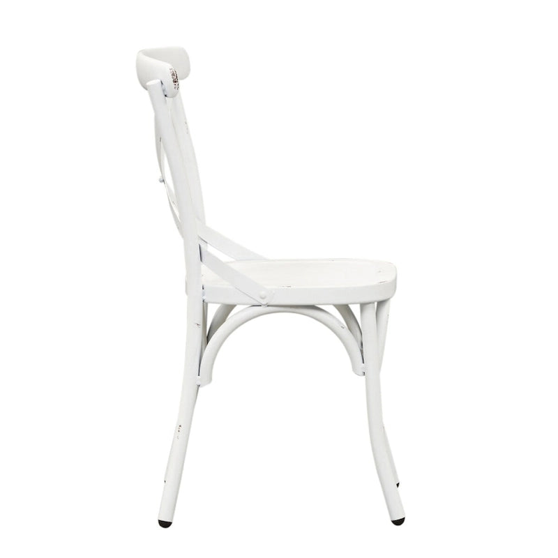 Vintage Series Distressed Metal X Back Side Chair - Antique White (Set of 2)