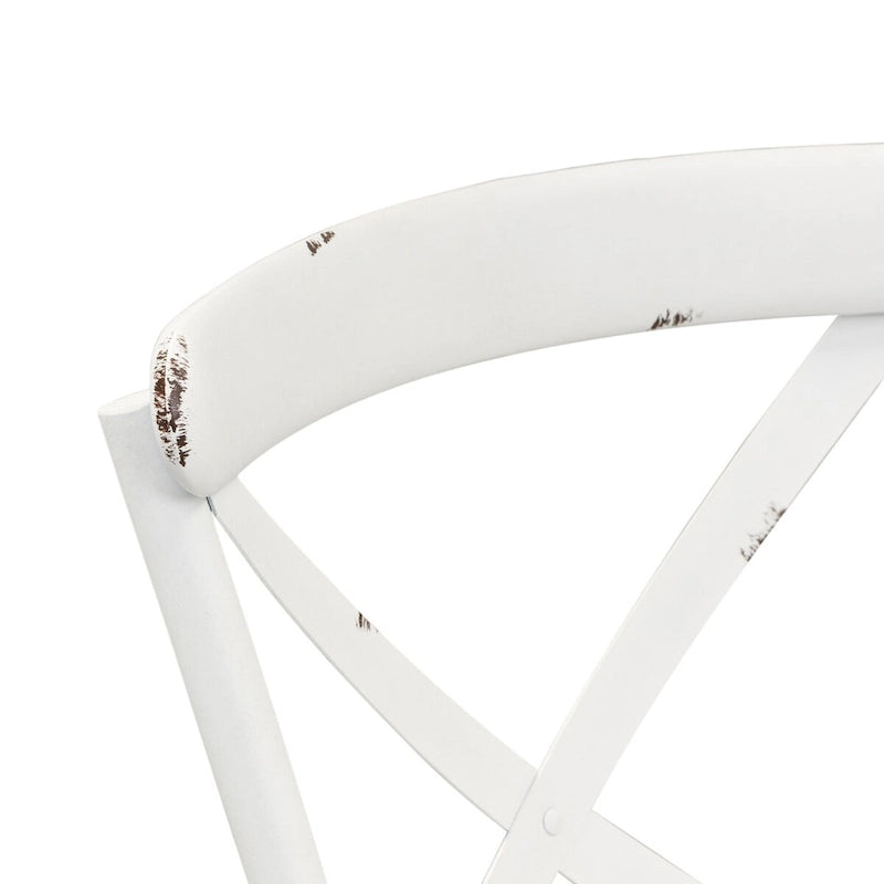 Vintage Series Distressed Metal X Back Side Chair - Antique White (Set of 2)