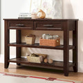 Console Table Canapé avec 2 Tiroirs de Rangement et 2 Étagères, Buffet et Dressoir en Bois Massif de Style Mid-Century de 42 pouces