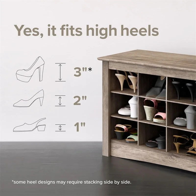 24 Pair Shoe Storage Cubby Bench - 15.5D x 60W x 20.25H